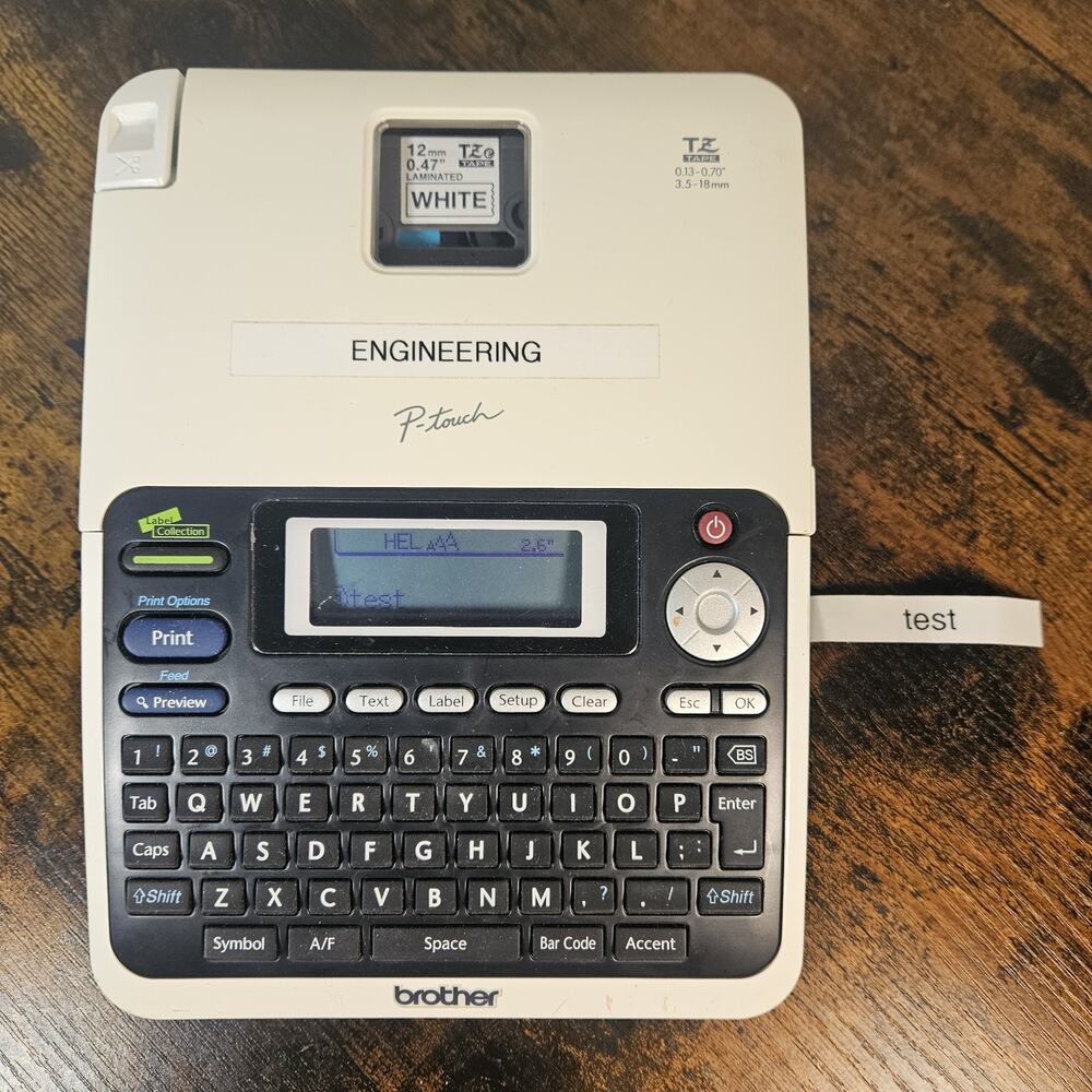 Brother P-Touch PT-2030 Desktop Label Maker Printer Tested Cords & White Tape
